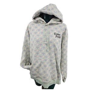 Teddy Fresh Green all-over print argyle hoodie cotton Unisex XL RARE Pastelcore